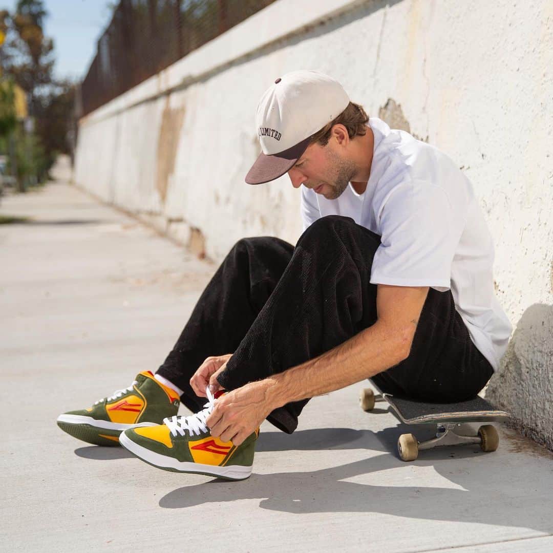 ラカイリミテッドフットウェアのインスタグラム：「Telford in Olive/Yellow Suede Available now at skate shops and Lakai.com #Lakai」
