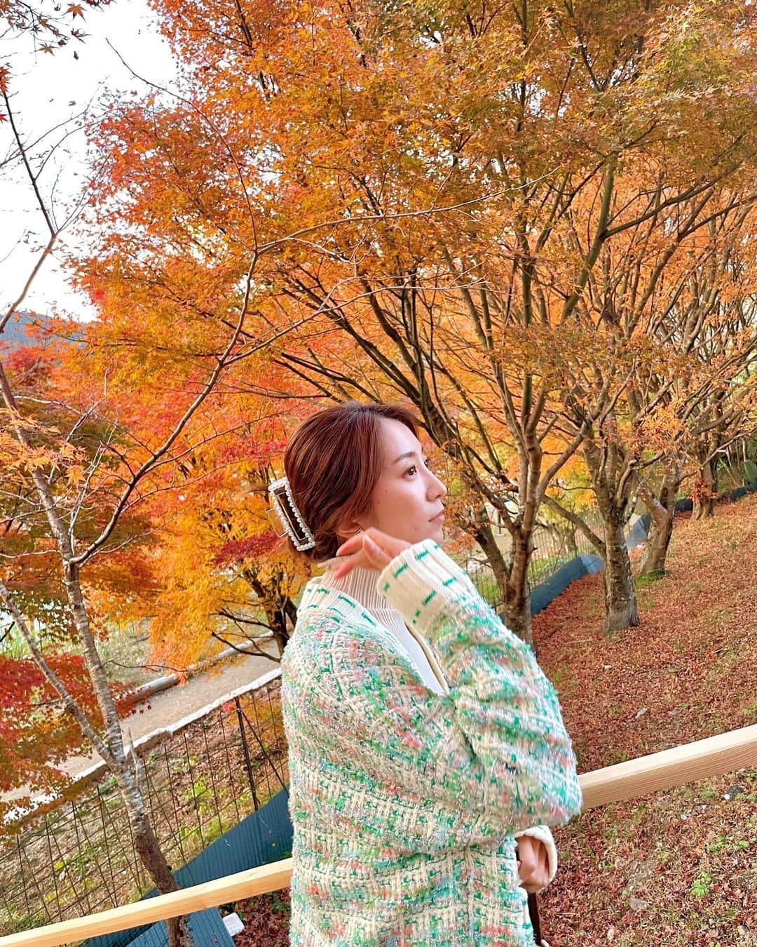 瀬口かなのインスタグラム：「ちょっとだけ紅葉見に行けた🍁 寒暖差あると綺麗に色付くみたいだね〜。 今年の紅葉も綺麗だった！✨ ⁡ #福岡紅葉 #呑山観音寺 #篠栗 #篠栗町 #紅葉狩り #紅葉スポット #紅葉」