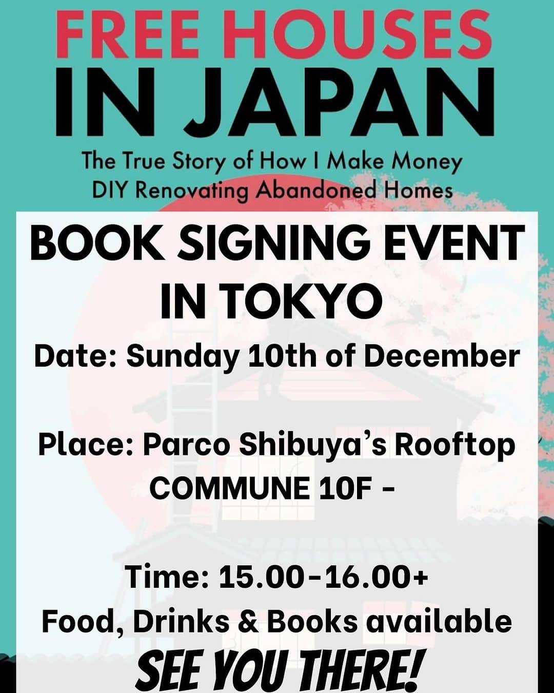 Anton Wormannのインスタグラム：「📚 Meet-up & Book-Signing Event in Tokyo! 🌞  Join me on December 10th in Shibuya for my Book Signing event for ”FREE HOUSES IN JAPAN”  📍 Location: PARCO, COMMUNE 10F, Shibuya, Tokyo ⏰ Time: 15-16pm 👥 Bring good energy & your copy of Free Houses in Japan.  See you the 10th! Will be fun! ☀️ #FreeHousesinJapan #Antoninjapan #Akiya #Tokyo #Japan」