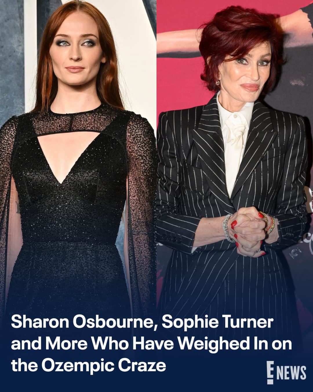 E! Onlineのインスタグラム：「Sharon Osbourne, Sophie Turner and more stars have sounded off on the #Ozempic trend in Hollywood. Link in bio for what they've had to say. (📷: Getty)」