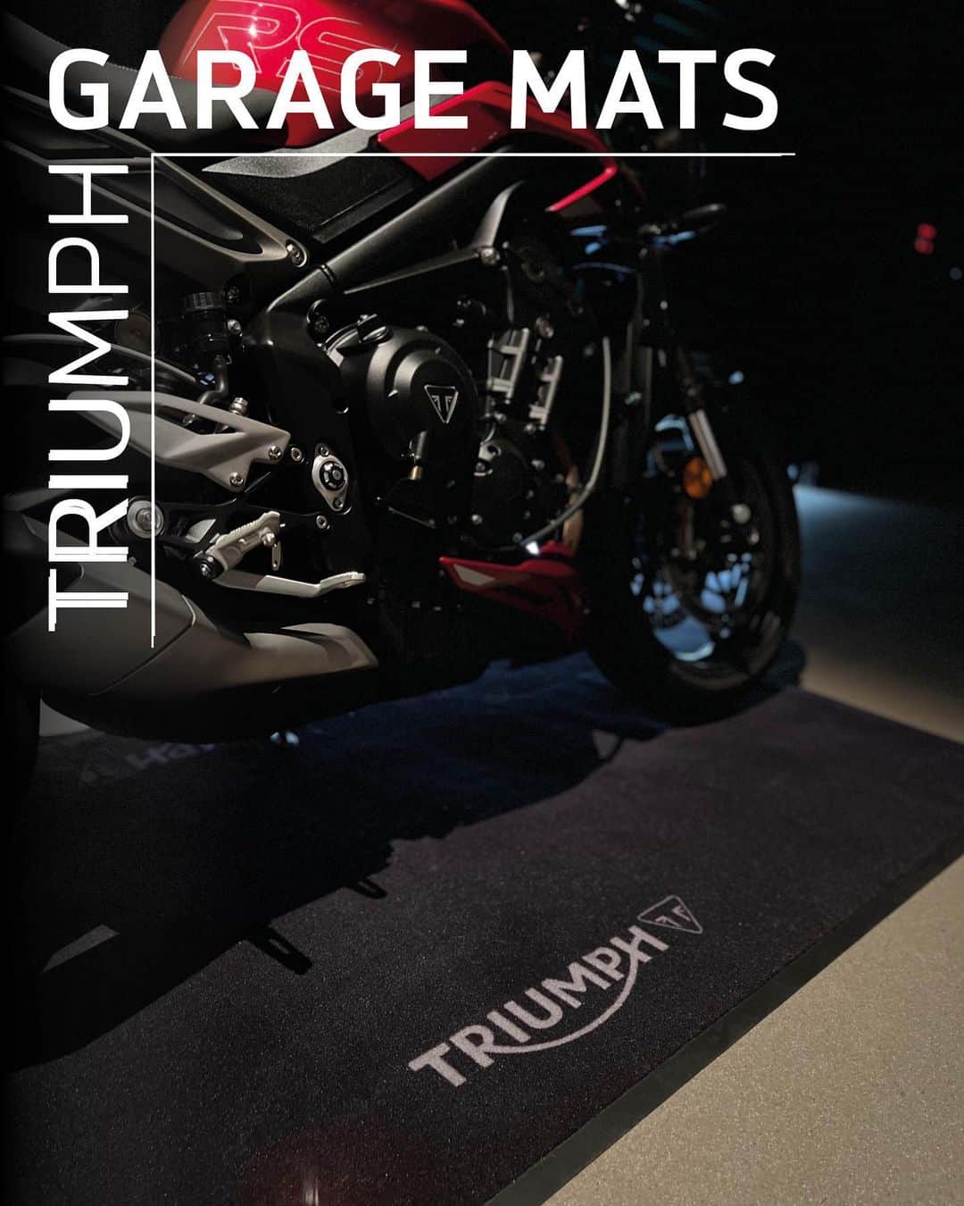 Triumph Motorcycles Japanさんのインスタグラム写真 - (Triumph Motorcycles JapanInstagram)「【トライアンフ純正ガレージマット】  ガレージの床面を傷や汚れから守るレース仕様のマットです。 底冷えや床面からの湿気を防ぎ、快適なガレージライフを実現します。  トライアンフオーナーへのギフトにも最適です。  #トライアンフ #バイク #バイク好きな人と繋がりたい #バイクのある風景 #バイクが好きだ #バイク好き #バイク乗りと繋がりたい #理想のライドがそこにある #triumph #ForTheRide #OfficialTriumph #TriumphMotorcycles」11月26日 13時02分 - triumph_motorcycles_japan
