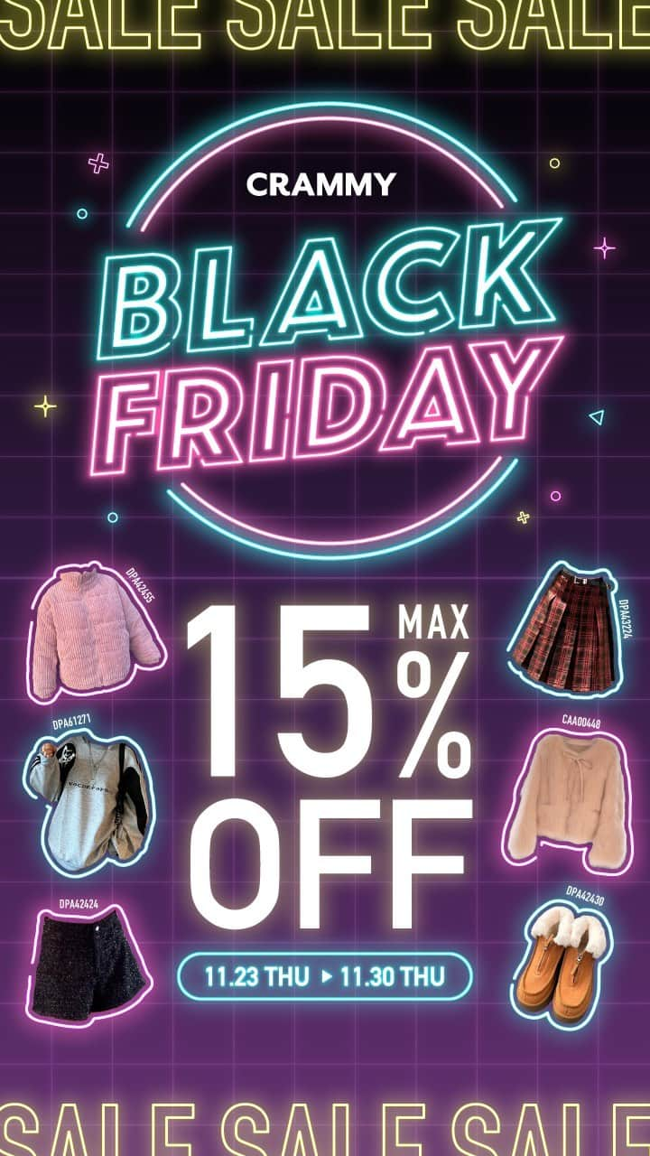 米田紗英のインスタグラム：「BLACK FRIDAY SALE♥️♥️  人気のアイテムから新作のトレンドアイテムまで 最大15%OFFでお得にゲットできるチャンス‼️ 今すぐサイトをチェック👀✨  −−−−−−−−−−−−−−−−−−−− #ストリートファッション #海外ガール #海外ファッション #y2k#ストリートコーデ#カジュアルコーデ#デニムコーデ #y2kファッション#ピンクコーデ#大学生コーデ#カーゴパンツコーデ #デニムコーデ#dleepytown#crammy#ドリーピータウン#秋コーデ#秋冬コーデ」