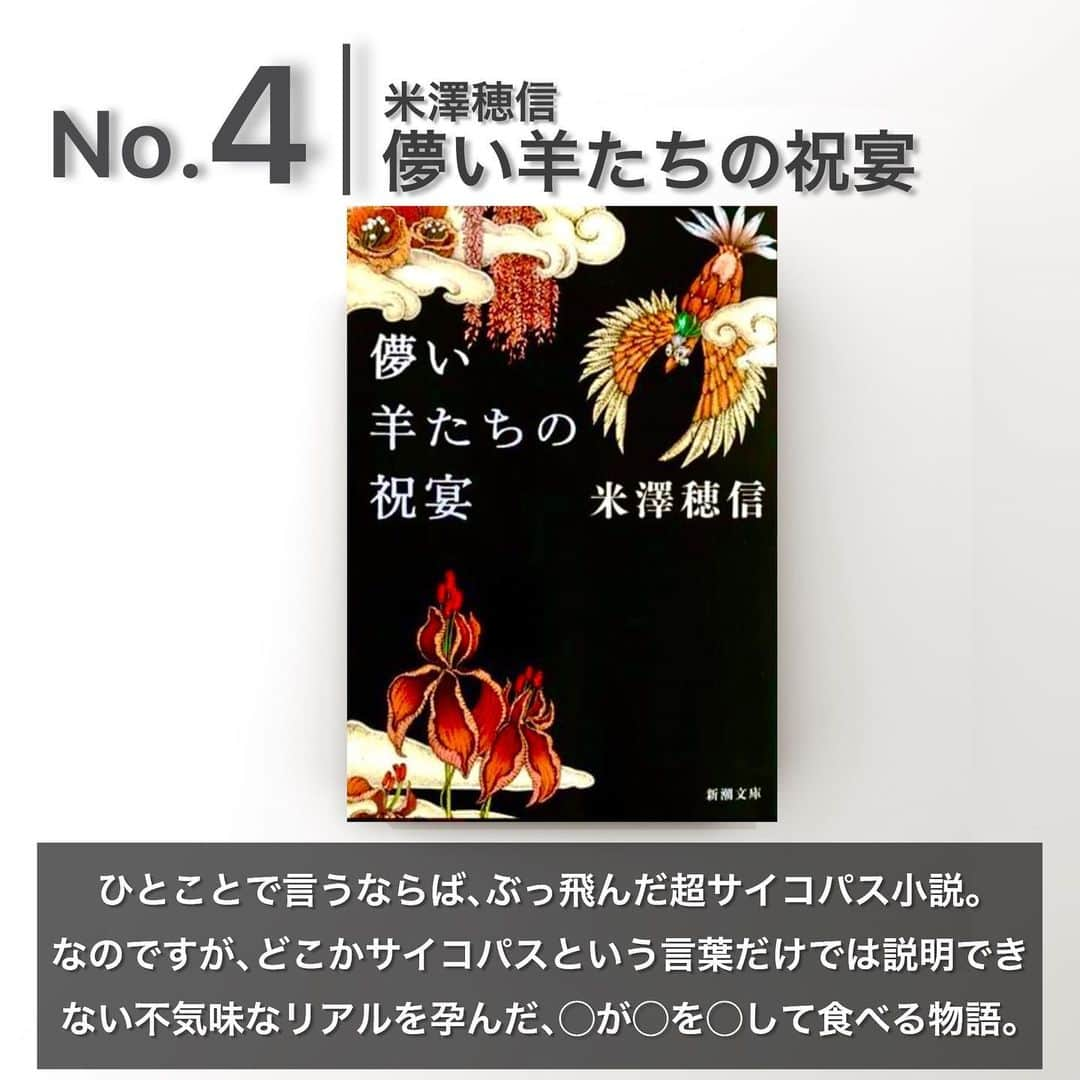 くうさんのインスタグラム写真 - (くうInstagram)「＼衝撃が強すぎて頭が追いつかなくなる超サイコパスな小説７選🥶🏆🥶／  至高の小説を厳選してシンプルにご紹介！📚 → @kuu_booklover   投稿に載せてない小説の感想＆日常のこと！📖 → @kuu.second  ｢あなた」と「本」に極上のひと時を｡をコンセプトに掲げる本グッズ専門ブランドEABANI🐃 (ブックカバーは11/30の21:00〜🔴🟠⚫️を販売開始！) → @eabani_official   みなさんこんばんは！くうです！📚  今夜ご紹介させて頂く小説は､かなりクセのあるサイコパスな要素を含んだ衝撃作品7冊となります！🥶✨  どの作品も良い意味で狂っているところがあるので、読み応え、衝撃度合い共に抜群ですよ😎✨  この7冊に共通している点として唯一言えるのは、人間がなんだかんだで一番恐ろしいんだ...🥶  といったところです(笑)  かなり異色の7冊ですが、とっても面白い作品たちですのでぜひぜひ本選びの際のご参考にしてみてください！📚✨  今回ご紹介させて頂いた7冊の中で読んだことある！という作品や読んでみたい！という作品があったという方のコメント心よりお待ちしております！！！😆📚😆  ━━━━━━━━━━━━━━━━━━━━━  【イベント告知！📚】  12/3(日)の19:00〜東京の下北沢の書店B&B様にて、小説紹介クリエイターのけんごさんと僕の2人でトークショーを開催させて頂きます！📚✨  トークショーの後には僕ら2人からちょっと早めのクリスマスプレゼントを抽選会としてご用意させて頂いております！🎄🎁 (そのために先日、けんごさんと2万円分の選書をしてきました！😆それとEABANIからもご用意させて頂きました😳)  2023年の読書を振り返る素敵なイベントにしていくつもりですのでぜひ東京下北沢へ遊びに来てくれたら嬉しいです！☺️✨  イベントの詳細＆ご応募はプロフィールのハイライトより！📖 → @kuu_booklover   ━━━━━━━━━━━━━━━━━━━━━  #衝撃  #伏線回収  #小説  #小説好きな人と繋がりたい」11月26日 21時34分 - kuu_booklover