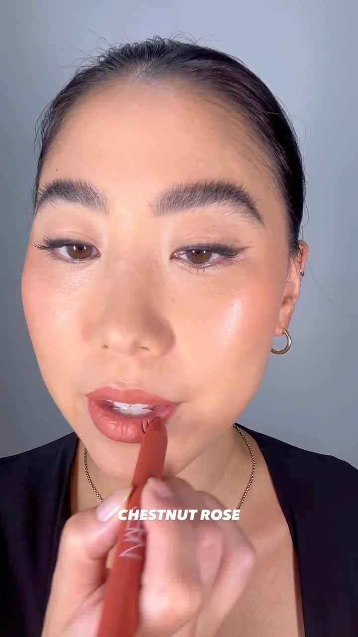 NARSのインスタグラム：「Your next everyday shade—American Woman. 💋   Featuring Powermatte High-Intensity Lip Pencil, worn by NARS Global Manager of Artistry Content @julsohn.」