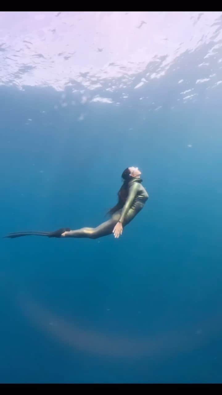 福田朋夏のインスタグラム：「このウェットスーツは陸上ではパープルに見えるけど、海に入って光のあたり方によって緑に光ったり、青やシルバーにも変化します🌈 着ていて本当に楽しいウェットスーツ🧜‍♀️ 山本化学工業より研究して発売されたウェットスーツの生地AURORAは、この他に、ブルー系と、ゴールド系があります。 それぞれ本当に可愛いので、今度それぞれの色の変化を投稿しようかな🤔❤️  @yamamotowetsuits @zerowetsuits @alchemy_hellas」
