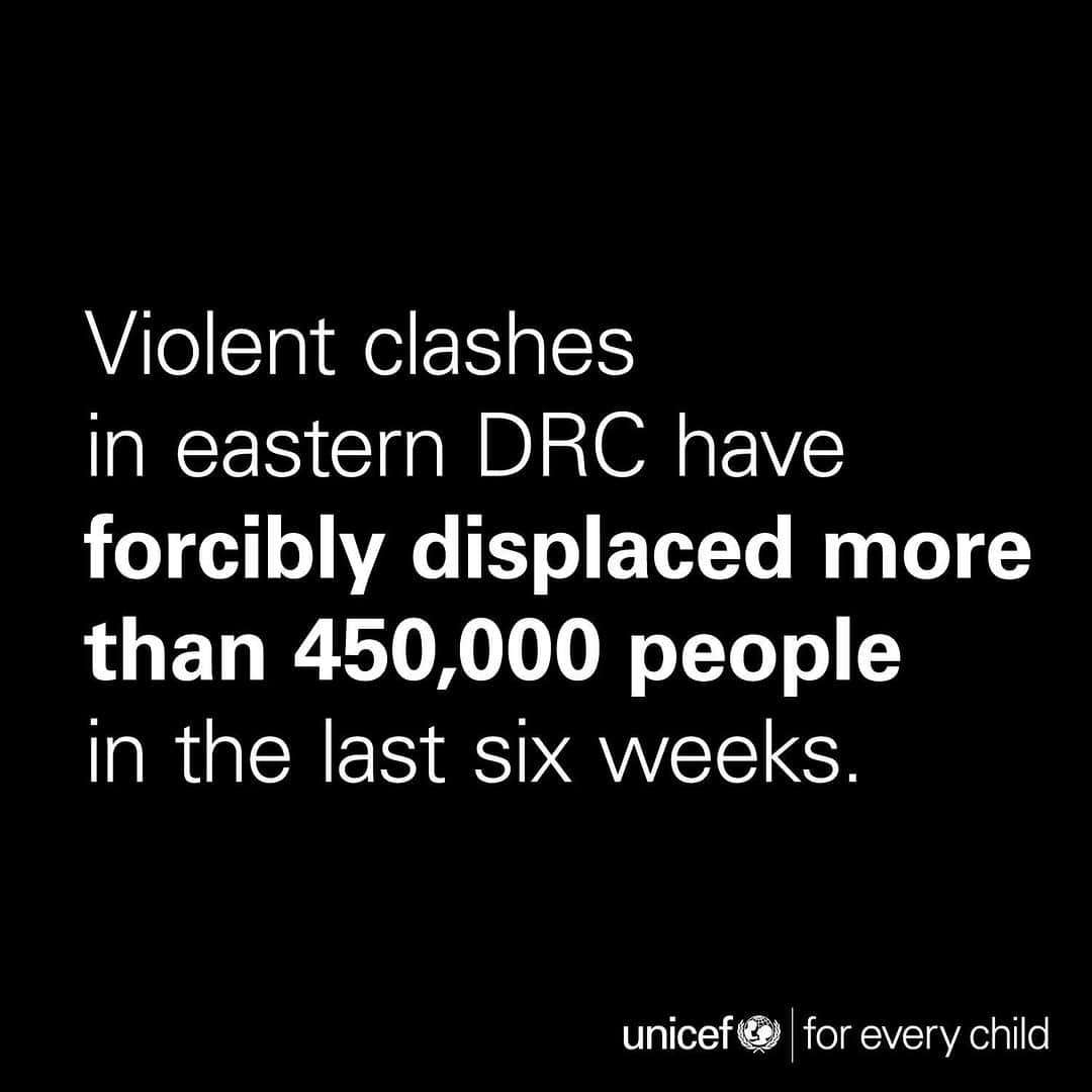 unicefのインスタグラム：「In eastern Democratic Republic of the Congo, a severe humanitarian crisis is escalating.  Children are reportedly facing serious violations of their rights.  UNICEF is on the ground, providing urgent life-saving assistance, including clean water, sanitation, child protection, healthcare, nutrition and education.  But the needs are immense. We need urgent support to provide essential aid and protection for the impacted children and families.」