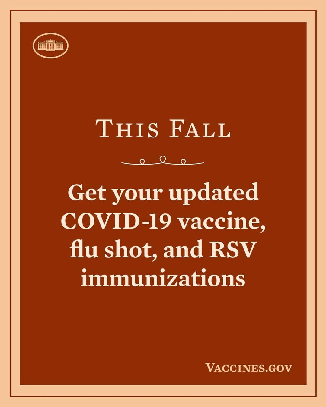 The White Houseのインスタグラム：「Getting your updated COVID-19 vaccine, annual flu shot, and the RSV immunization is a safe way to protect against disease and infection.   Schedule your appointment today at vaccines.gov.」