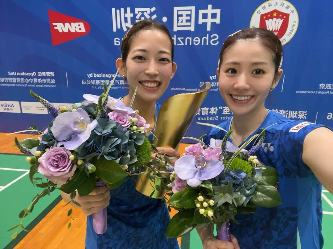 松山奈未のインスタグラム：「. . . China Masters 2023🥇💐 今回は初戦から本当にたくさんの応援があって、1回1回を乗り越えることができました🥺 いつも沢山支えてくれる方がいてこその優勝です🥺とても嬉しいです🥹❕  今回もたくさんの応援ありがとうございました🙇🏻‍♀️✌🏻」