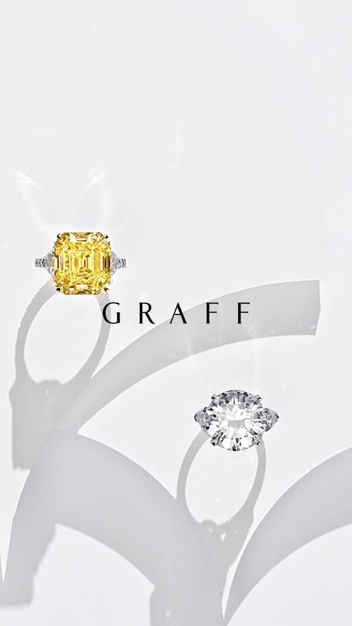 Graffのインスタグラム：「Shine bright. Exceptional solitaire rings crafted by Graff’s artisans to showcase the magnificent stone at their heart.  #GraffWishes #GraffDiamonds」