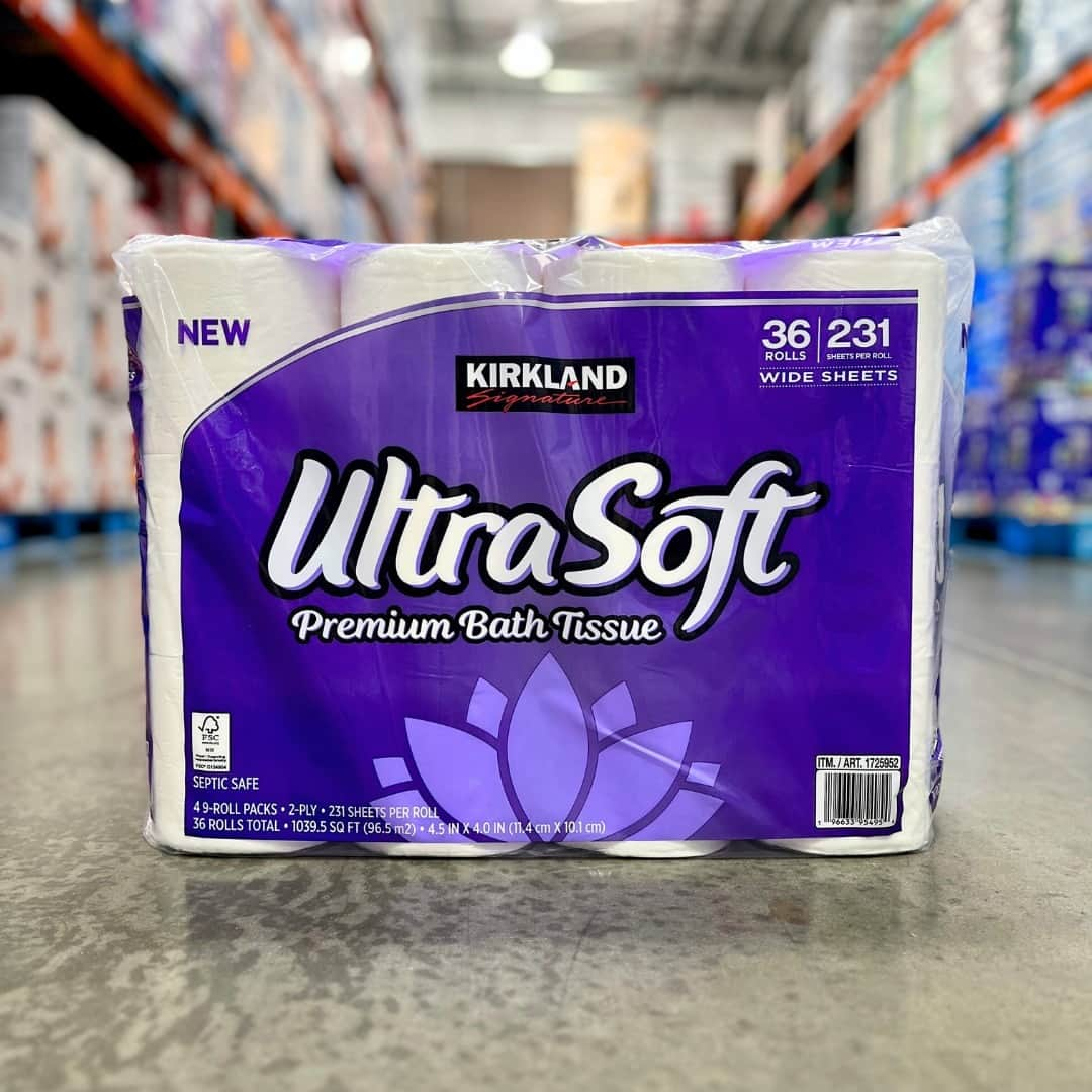 Costcoのインスタグラム：「With improved softness and thickness, the new Kirkland Signature™ Ultra Soft Bath Tissue is now available at select warehouses and at Costco.com.⁣ ⁣ Shop link in bio: Kirkland Signature Ultra Soft Bath Tissue」