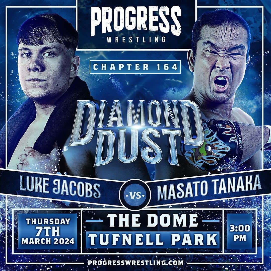 田中将斗のインスタグラム：「💎 DIAMOND DUST  Luke Jacobs will face the #ECW legend Masato Tanaka.  🔥 This is going to be a B A N G E R   #PROGRESSWrestling #Wrestling」