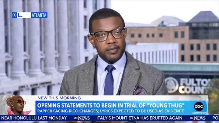 Good Morning Americaのインスタグラム：「Lyrics from songs by rapper Young Thug, whose legal name is Jeffery Lamar Williams, are expected to be used against him in court as he faces gang-related racketeering charges.」