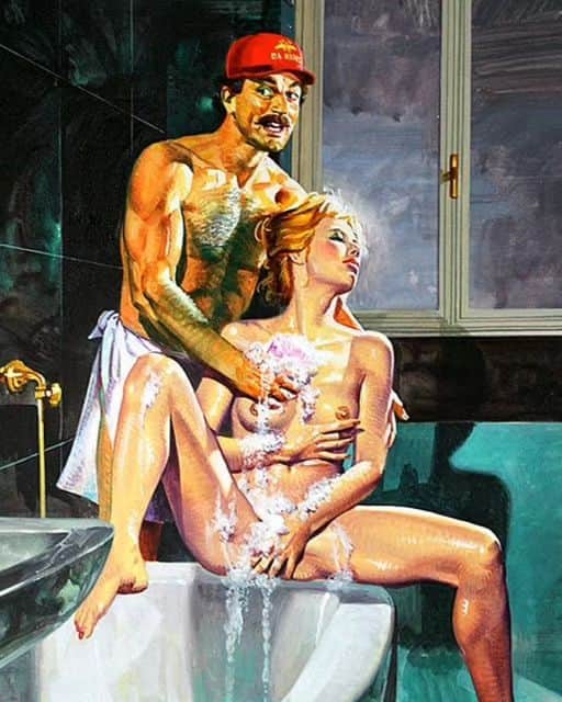 スラッシュのインスタグラム：「Credit to @emanuele_taglietti 44 Magnum is a character from Edicomic, inspired by the famous television serial Magnum P. I. which aired in the 1980s. In this cover n.10, October 1984, we see our hero very busy soaping up a beautiful girl. 44 Magnum é un personaggio dell 'Edifumetto, ispirato dal famoso serial televisivo Magnum P. I. andato in onda negli anni '80. In questa cover n.10, Ottobre 1984, vediamo il nostro eroe molto impegnato ad insaponare una bella ragazza.   iiii]; )'」