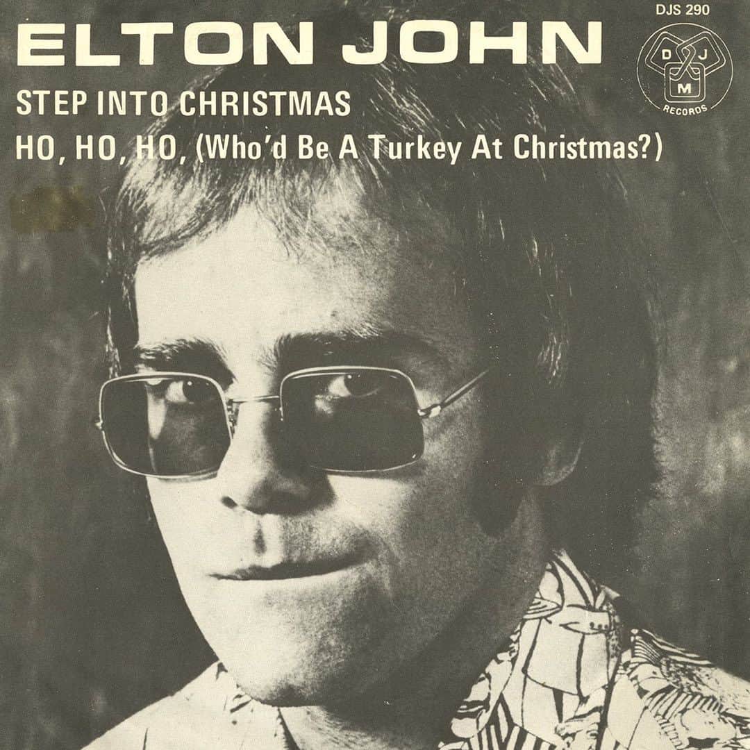 エルトン・ジョンのインスタグラム：「I can't believe this year is the 50th anniversary of 'Step Into Christmas!  Did you know that Bernie features in the music video? How about how many different versions of the artwork there were in different countries? Swipe to discover some more things you may not know...」