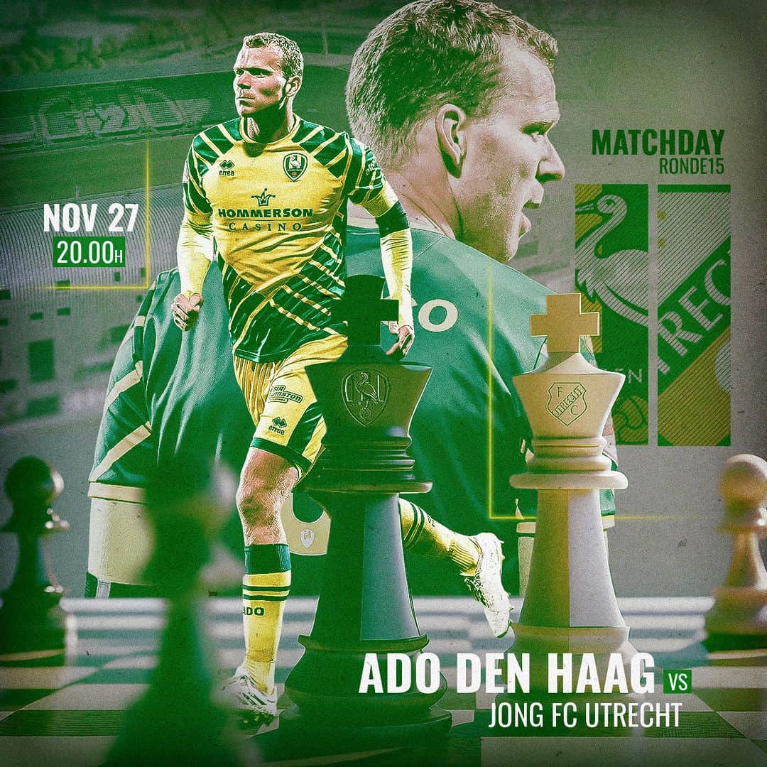 ADOデン・ハーグのインスタグラム：「⚔️ 𝗠𝗔𝗧𝗖𝗛𝗗𝗔𝗬!  Om 20.00 uur speelt ADO Den Haag een thuiswedstrijd tegen Jong FC Utrecht. #ADOutr」
