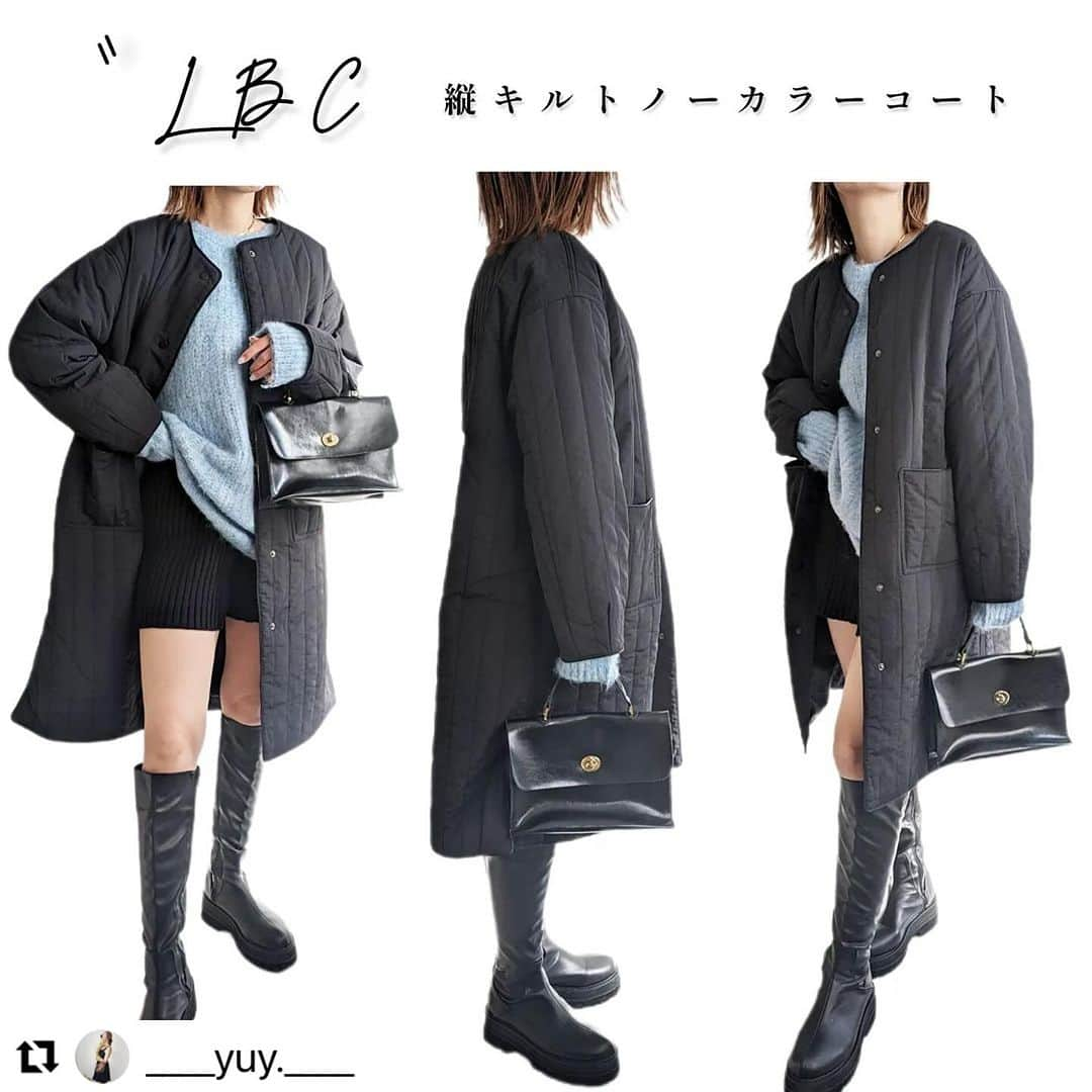 lbcmarketのインスタグラム：「@____yuy.____ さん❤️素敵な投稿ありがとうございます🥰  #Repost @____yuy.____ with @use.repost ・・・ 𓂃𓏸 ＿＿＿＿＿＿＿．  2023.11.27  【#PR 】  @lbc_official_ 縦キルトノーカラーコート 165cm/M着用 (zozotown500円offクーポン使えますっ🩷)  今季はBLACKにハマってて。 BLACKを使った大人カジュアルが今の気分なんです🤗  ウェーブな私は下に重心だとアンバランスになりがちなので ロングコートにはショートパンツとがロングブーツがベスト◎  キルティングで軽量かつ ノーカラーデザイン。 ハイネックやフードがあるインナーとも相性抜群◎ サイドスリットがあるから ロングスカートと合わせるのもかわいいですよっ🩷 ＿＿＿＿＿＿  #LBC #大人カジュアル #zozotown  #着回しコーデ #イエベ春 #骨格ウェーブ  #wear更新 #秋冬コーデ  #30代ファッション #休日スタイル   #165cm #高身長女子  #大人可愛い #30代コーディネート  #30代ママ #プチプラコーデ  #毎日コーデ ＿＿＿＿＿＿＿．」