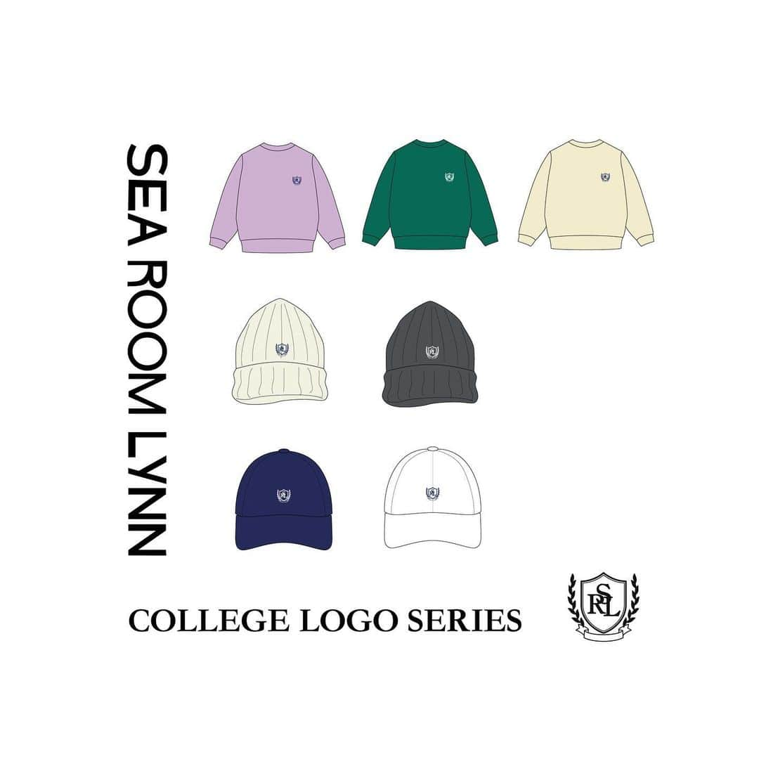 SeaRoomlynnのインスタグラム：「COLLEGE LOGO COLLECTION 11月28日(火)発売  国内外のミュージックシーンやストリートシーンで注目されているカレッジスタイルをSRL流にアレンジしたコレクションが登場！！  カレッジロゴVOLUMEスウェット ミルキーパープル/モスグリーン/キナリ  カレッジロゴEMBLEMニット帽 オフホワイト/ダークグレー  カレッジロゴEMBLEMキャップ ホワイト/ネイビー  WEBサイトでは特設ページも公開中！ 是非ご覧ください。  #SeaRoomlynn #シールームリン #ロゴスウェット #キャップ #ニット帽」