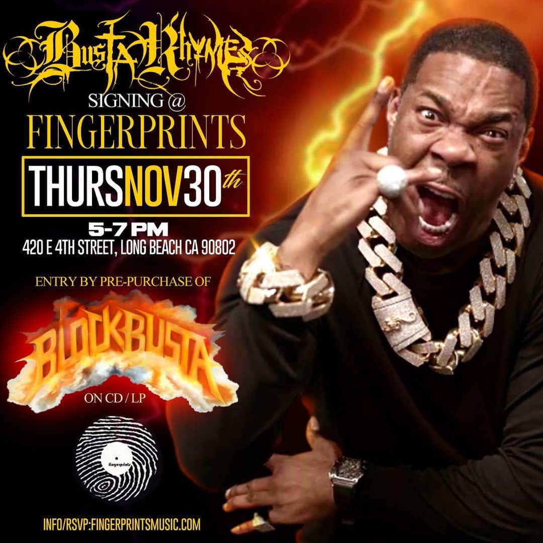 バスタ・ライムスのインスタグラム：「LONG BEACH CALIFORNIA WE OUTSIDE!!! COME AND PULL UP FOR THE BIGGEST ALBUM #BLOCKBUSTA OUR NOW!! I'M PULLIN' UP AND SIGNING EVERY CD AND VINYL OF THE ALBUM THAT IS PURCHASED!! LET'S MAKE HISTORY KINGS & QUEENS!!! LET'S GOOOOOOO」