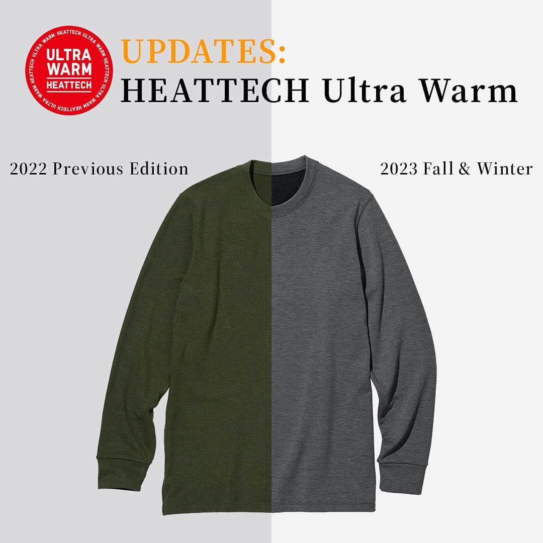 ユニクロのインスタグラム：「A new fabric for a soft and warm feel. Specially knitted for a soft and comfortable fit. A brushed interior for an extra soft feel. 461011 HEATTECH Ultra Warm Crew Neck Long-Sleeve T-Shirt  ［OTHER HEATTECH ITEMS］ 461012 HEATTECH Ultra Warm Turtleneck T-Shirt 461015 HEATTECH Ultra Warm Tights   #HEATTECH #UNIQLO #LifeWear  *The product availability differs among regions. Please check your regional account or website.」