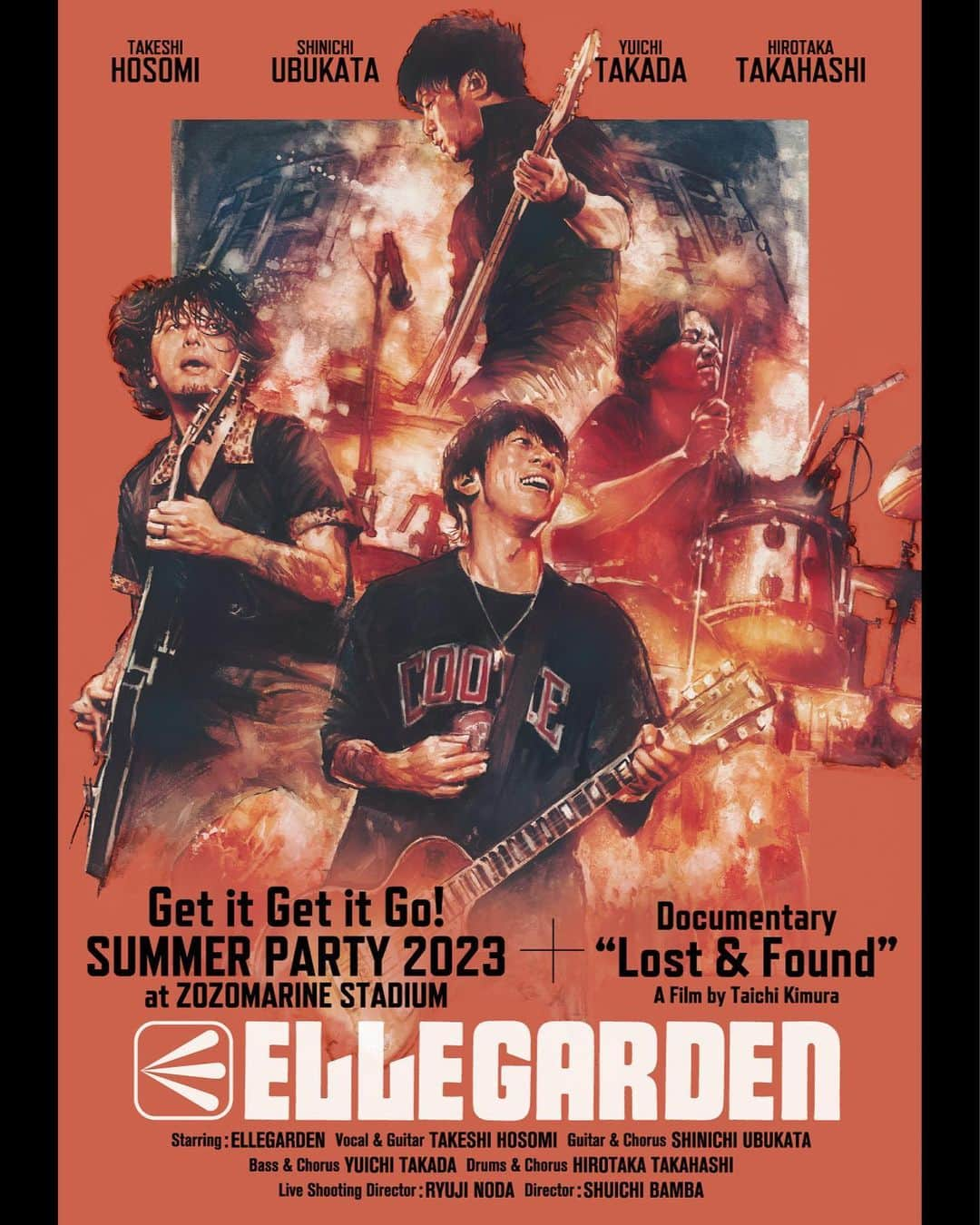 ELLEGARDENのインスタグラム：「⁡ ライブ映像作品「Get it Get it Go! SUMMER PARTY 2023 at ZOZOMARINE STADIUM」 長編ドキュメンタリー映画「ELLEGARDEN : Lost & Found」 さらに「2作品同梱版」の計3形態を12/27(水)に同時リリース決定！ ⁡ いずれの作品も特典として、 「Get it Get it Go! SUMMER PARTY 2023 at ZOZOMARINE STADIUM」ジャケット大版ポスター(B2サイズ728x515mm)付きとなります。 ※特典図柄は同一 ⁡ ▼ご予約はこちら https://lnk.to/GGGSP23_LnF_ec　 ※ストーリーズのリンクよりアクセス可能です ⁡ 【作品概要】 ◆2作品同梱版 「Get it Get it Go! SUMMER PARTY 2023 at ZOZOMARINE STADIUM」 + 「ELLEGARDEN : Lost & Found」 Blu-ray（2枚組）：UPXH-20129　¥6,160（税込）¥5,600（税抜） DVD（2枚組）：UPBH-20311/2　¥5,060（税込）¥4,600 (税抜)　 ⁡ ーーーーーーーーーーーーーーー ⁡ ◆ライブ映像作品 「Get it Get it Go! SUMMER PARTY 2023 at ZOZOMARINE STADIUM」 Blu-ray：UPXH-20130　¥5,060（税込）¥4,600（税抜） DVD：UPBH-20313　¥3,960（税込）¥3,600（税抜） ⁡ 1. Breathing 2. Space Sonic 3. Supernova 4. チーズケーキ・ファクトリー 5. Mountain Top 6. Fire Cracker 7. Stereoman 8. 風の日 9. The Autumn Song 10. No.13 11. Missing 12. Perfect Summer 13. サンタクロース 14. Sliding Door 15. Salamander 16. ジターバグ 17. 虹 18. スターフィッシュ 19. 瓶に入れた手紙 20. Make A Wish 21. Strawberry Margarita -ENCORE- 22. Goodbye Los Angeles 23. 高架線 24. Pizza Man -DOUBLE ENCORE- 25. 金星 ⁡ ーーーーーーーーーーーーーーー ⁡ ◆長編ドキュメンタリー映画 「ELLEGARDEN : Lost & Found」 Blu-ray：UPXH-20131　¥3,850（税込）¥3,500（税抜）　 DVD：UPBH-20314　¥2,750（税込）¥2,500（税抜）　 ⁡ ーーーーーーーーーーーーーーー ⁡ ■購入者特典：「Get it Get it Go! SUMMER PARTY 2023 at ZOZOMARINE STADIUM」ジャケット大版ポスター （特典ポスター：B2サイズ728x515mm　※3形態いずれの作品も特典図柄は同一）  #ELLEGARDEN」