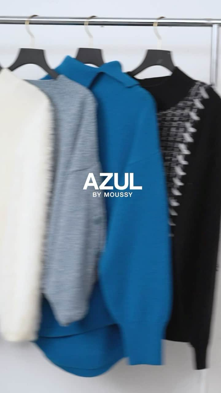 AZUL by moussyのインスタグラム：「おすすめのニットアイテム4選！ ━━━━━━━━━━━━━━━━━━━ ◼︎シャギースリーブニットトップス ¥4,290(in tax)  ◼︎ボタンスリーブクロップドニットトップス ¥3,490(in tax)  ◼︎ビッグタートルニットトップス ¥3,990(in tax)  ◼︎ツイードニットトップス ¥5,590(in tax) ━━━━━━━━━━━━━━━━━━━ ▶︎商品情報は画像をタップorトップのURLからチェック！  #AZULBYMOUSSY #AZUL_23AW #クリスマス #デートコーデ #ニットコーデ」