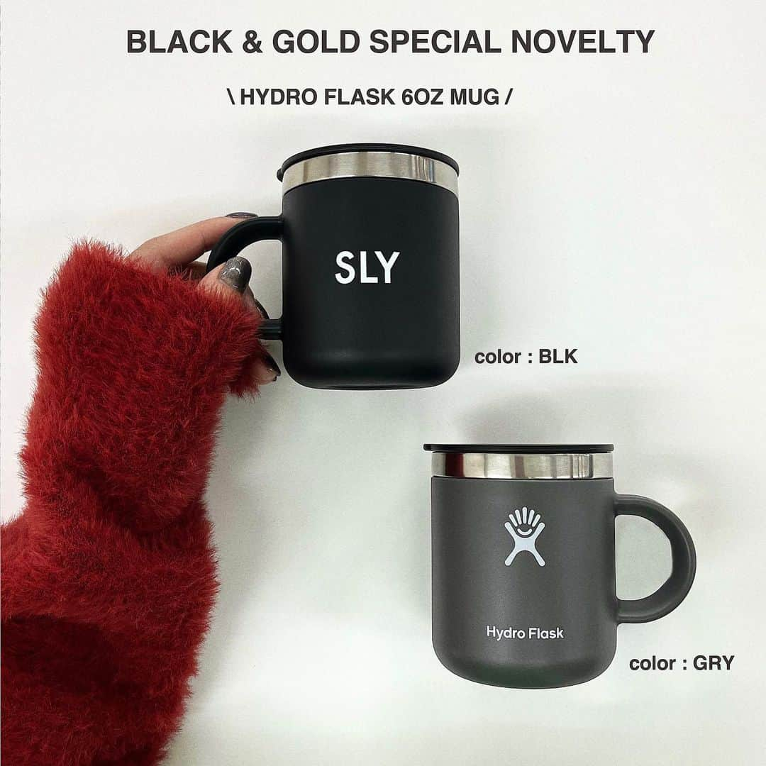 SLY OFFICIAL INFORMATIONさんのインスタグラム写真 - (SLY OFFICIAL INFORMATIONInstagram)「ㅤㅤㅤㅤㅤㅤㅤㅤㅤㅤㅤㅤㅤ #SLY_info __________________________________ 【BLACK & GOLD SPECIAL NOVELTY】 12月1日(金)より優待セール開始に伴い、  BLACK,GOLD会員様限定の特別ノベルティーをプレゼントいたします。  SLYの対象商品を税込￥20,000(送料・手数料別)以上お買い上げで ☑︎HYDRO FLASK 6OZ MUG をプレゼントいたします。  ☑︎HYDRO FLASK 6OZ MUG (030GAA02-3540) BLK,GRY _________________________________ ※ノベルティは数に限りがございます。無くなり次第終了となります。 ※配送の都合により発売日が異なる場合がございます。 ※店舗により在庫状況が異なります。 #HYDROGEN #SLY #SLY_fav」11月27日 20時50分 - sly_official_info