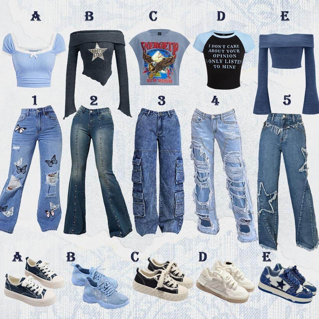 SHEINのインスタグラム：「Put together a fit and drop it in the comments 👇 We're trying to see somethin' 👀👖💙 @shein_women  🔎23998153  #SHEINWomen #SHEINforAll」