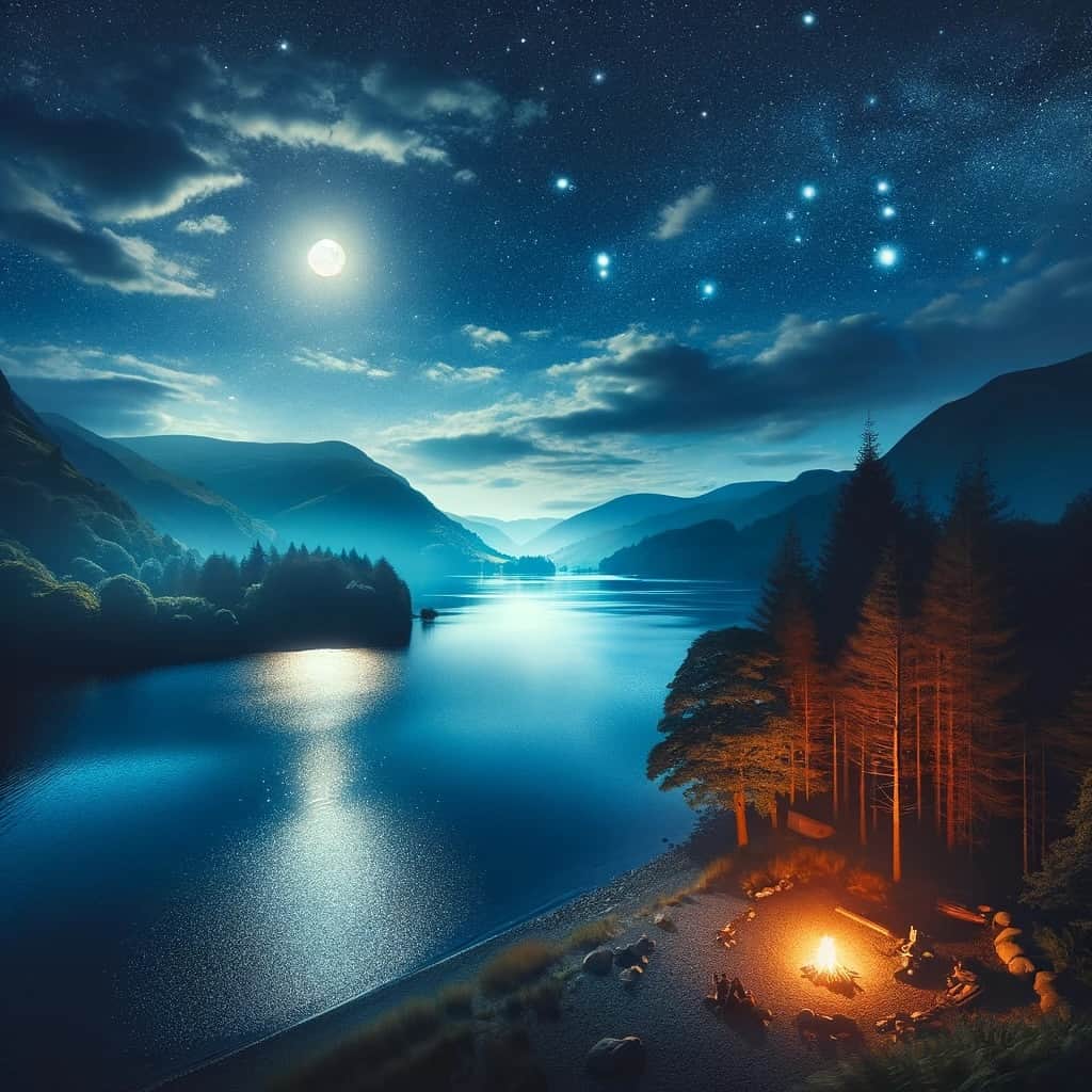 Microのインスタグラム：「"Wherever you are in the world, I am gazing at the same moon as you"  同じ月を眺めている。  Digiart: @microfromdeftech   #心の中の夜の風景 #心絶景 #眠れる夜の森の中 #火を見て人は本音を語りだす」