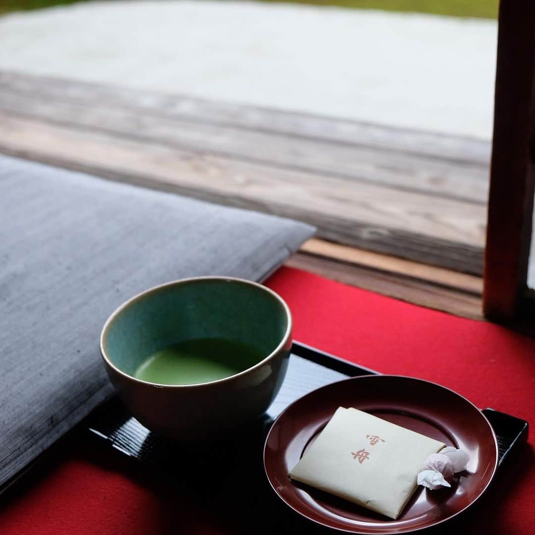 空木マイカのインスタグラム：「Autumn in Kyoto 2023  #sesshugarden #雪舟寺  2000本という圧倒的な紅葉の美しさの 東福寺からの帰り道に ふと心惹かれて入った雪舟寺がすごくよかった。  水墨画で有名な雪舟がつくったという庭。 お抹茶を頼んだら、持ってきてくれたお寺の方が この日会ったどの人よりも丁寧でやさしかった。 人が多い観光地京都から、 静かな落ち着いた京都にたどりついた。」
