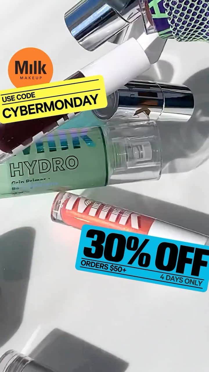 Milk Makeupのインスタグラム：「CYBER MONDAY SALE. 30% OFF. WHATEVER U WANT ✨ Hydro Grip. Odyssey. Pore Eclipse. It’s all on sale when you spend $50+. Use Code CYBERMONDAY at checkout on MilkMakeup.com before the deals are gone 🤑 #cybermondaysale」