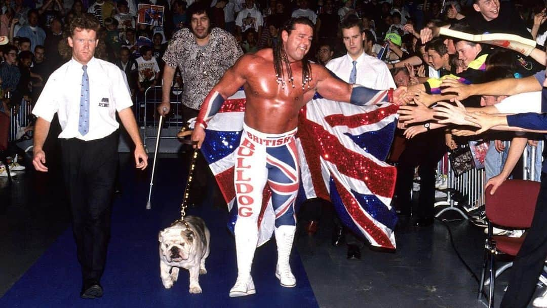 デイビーボーイ・スミス・ジュニアのインスタグラム：「• Remembering & Honouring Inaugural and 2x European, 2x Hardcore, 1x Intercontinental, and 2x Tag Team Champion in WWE Hall Of Famer: @TheBritishBulldogWWE — on his Birthday. Happy Birthday, Davey Boy Smith. 🥳🎁🐶💪 @dbsmithjr」