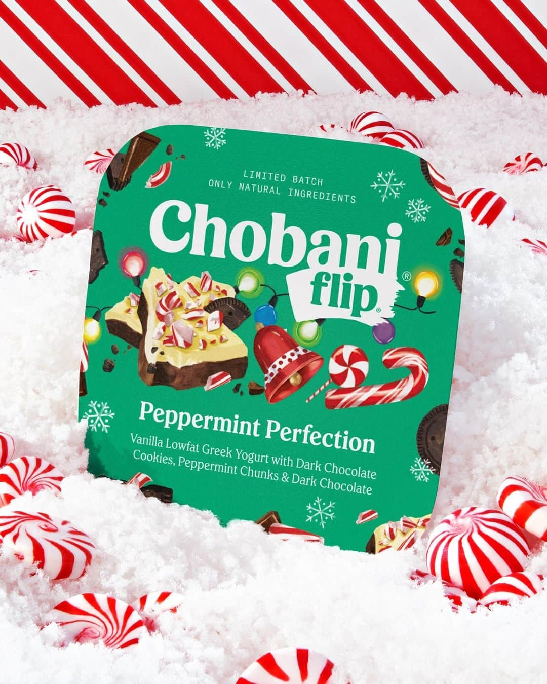 Chobaniのインスタグラム：「Limited Batch Chobani® Flip® Peppermint Perfection is a treat for everyone who’s been good this year.」