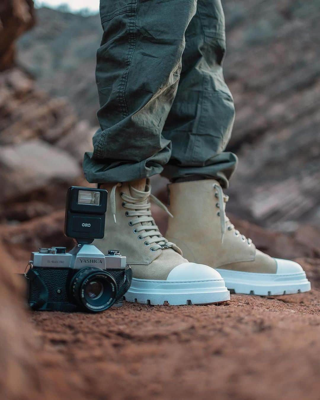 Wonderful Placesのインスタグラム：「Devon Combat Boots handcrafted in Spain by @orolosangeles Black Friday Sale Now live for 30-50% Off Sitewide // campaign shot in Morocco @orolosangeles」