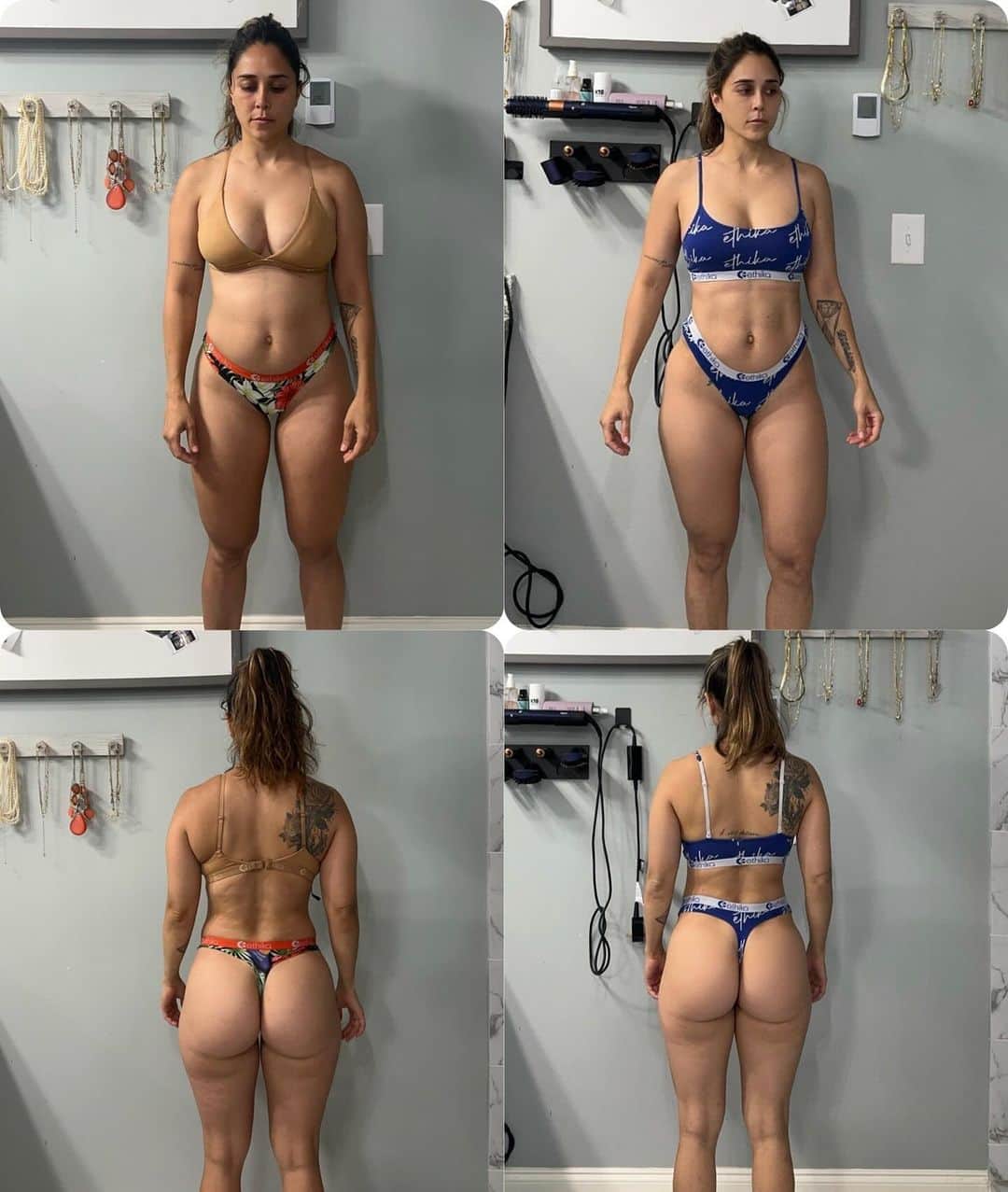 Tianna Gregoryのインスタグラム：「3 month progress not a lot but I’ll take it! 🙌 it’s been harder making as much time for lifting with 6 days of Jiu Jitsu training but I’m staying at it. I also have recti diastasis which is ab separation after riot but we are still working on building my deep core. It’s not easy but I’m not giving up. 🙌」