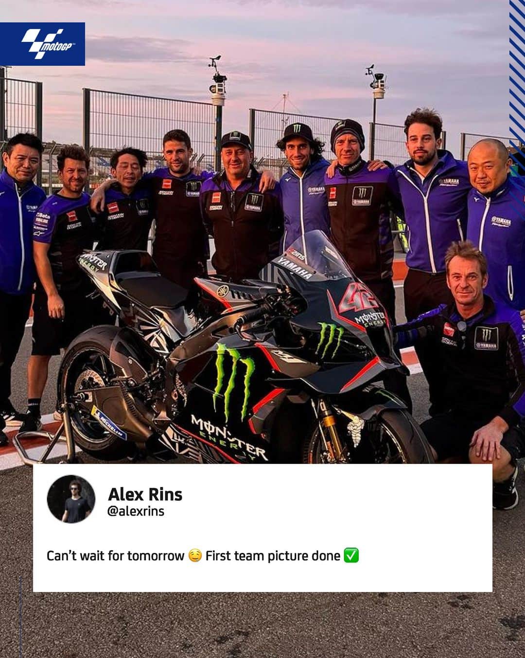 MotoGPのインスタグラム：「@alexrins "42" is already on the Yamaha YZR-M1 and it looks quite cool! 🤩 Only one more sleep to see him making his debut with the Japanese bike at the #ValenciaTest 🔜   #MotoGP2024 #MotoGP #Motorpsort #Motorcycle #Racing #AR42 #AlexRins」
