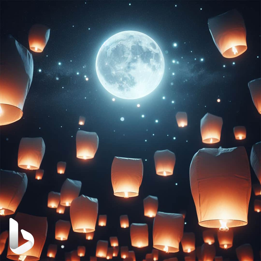 Microsoftさんのインスタグラム写真 - (MicrosoftInstagram)「We asked Image Creator by Designer to create an image of the Chiang Mai Lantern Festival that takes place in northern Thailand, especially in Chiang Mai, during the full moon night of the 12th month of the Thai lunar calendar (this year, November 27-28). Celebrate with us by dropping a 🌕 in our replies.」11月28日 4時00分 - microsoft