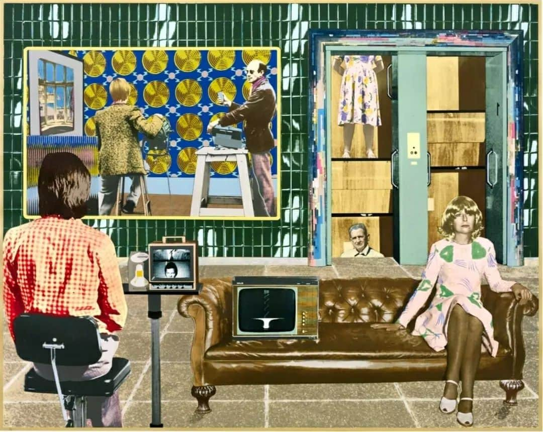 テート・ギャラリーのインスタグラム：「'I like the constancy of life, like Shakespeare in modern dress.' 📺✨   Tim Mara's 1970s screenprints combine cluttered, chaotic domestic interiors with a sense of narrative. Often with as many as sixty colours, the prints are a disoerienting combination of clashing colours and objects for the viewer to piece together.    Whatever you're spending your Monday night doing, we hope it's in full colour. 🌈   🖼️ Tim Mara, The Stage and Television Today 1975 🖼️ Tim Mara, Power Cuts Imminent 1975」