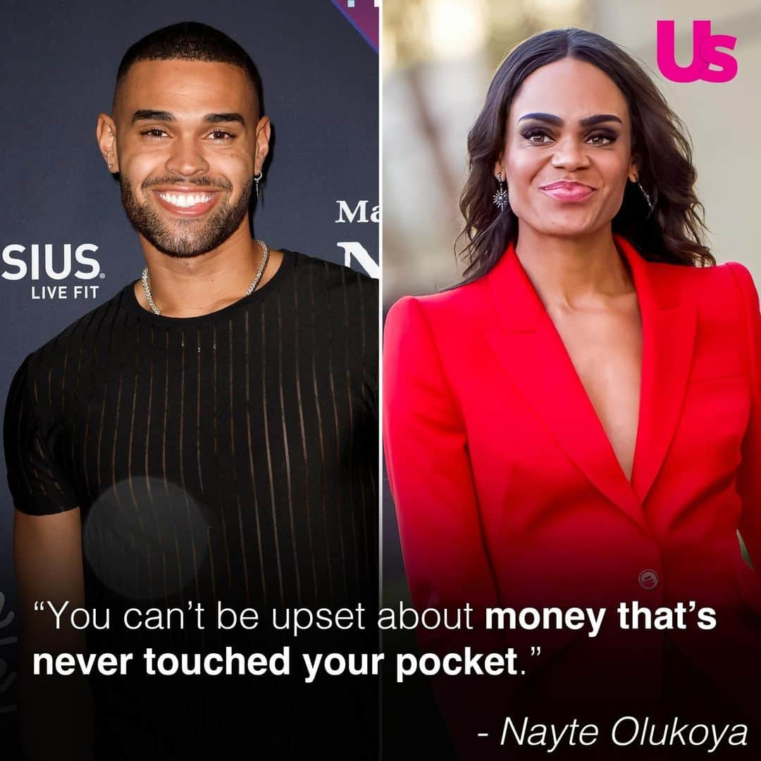 Us Weeklyのインスタグラム：「Remember when #BachelorNation's Nayte Olukoya and Michelle Young got a $200K check at #TheBachelorette finale? Yeah ... he's claiming some pretty wild things about what happened to that money. See his shocking allegations at the link in bio. (📸: Getty)」