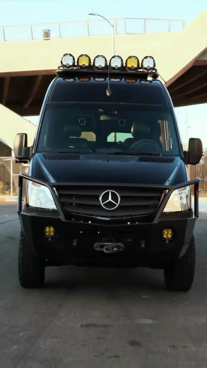 Classics Dailyのインスタグラム：「Up on @BringATrailer This 2016 Mercedes-Benz Sprinter 2500 4×4 was purchased new by the seller and subsequently outfitted as a camper by El Kapitan of Huntington Beach, California. Finished in Jet Black over black leather upholstery, the van is powered by a 3.0-liter turbodiesel V6 mated to a five-speed automatic transmission and a dual-range transfer case. A roof rack with an access ladder is equipped along with a ProAir air conditioning unit, Zamp solar panels, auxiliary exterior lighting, a front winch, a rear receiver hitch, Fox shocks, and Roambuilt 17″ alloy wheels. Interior features include seating for six, an AMG steering wheel and front seats, overhead cabinets, a sleeping surface, a microwave, a pair of Apple iPads, and an Alpine touchscreen head unit linked to a custom sound system. Work performed in 2023 involved replacing the turbocharger and front struts as well as performing a maintenance inspection. Now showing 65k miles, this Sprinter camper is offered with three keys, manufacturer’s literature, service records, a window sticker, a clean Carfax report, and a clean California title in the seller’s name. _ For more info DM ✅ @n2livingthedream or jump on BAT _ #sprintervanlife #sprintervan #mercedessprinter #overlanding #outdoorlifestyle #mobilenomad #nomadlifestyle #r3di」