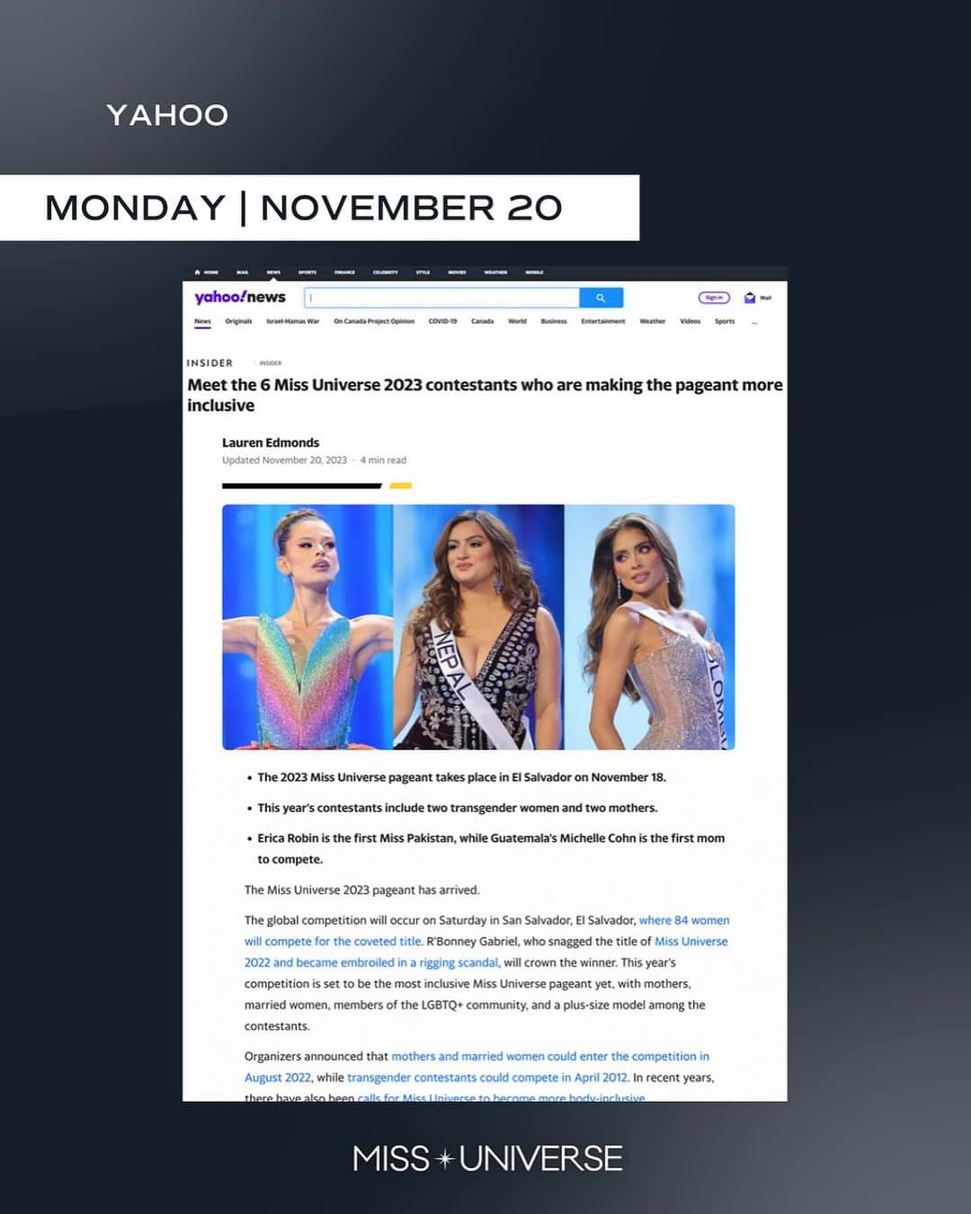 イリス・ミトゥネールさんのインスタグラム写真 - (イリス・ミトゥネールInstagram)「What a week! Check out some of our favorite articles from Miss Universe coverage from @apnews @bbcnews @holausa @msn @people @todayshow @yahoonews @csmonitor」11月28日 6時02分 - missuniverse