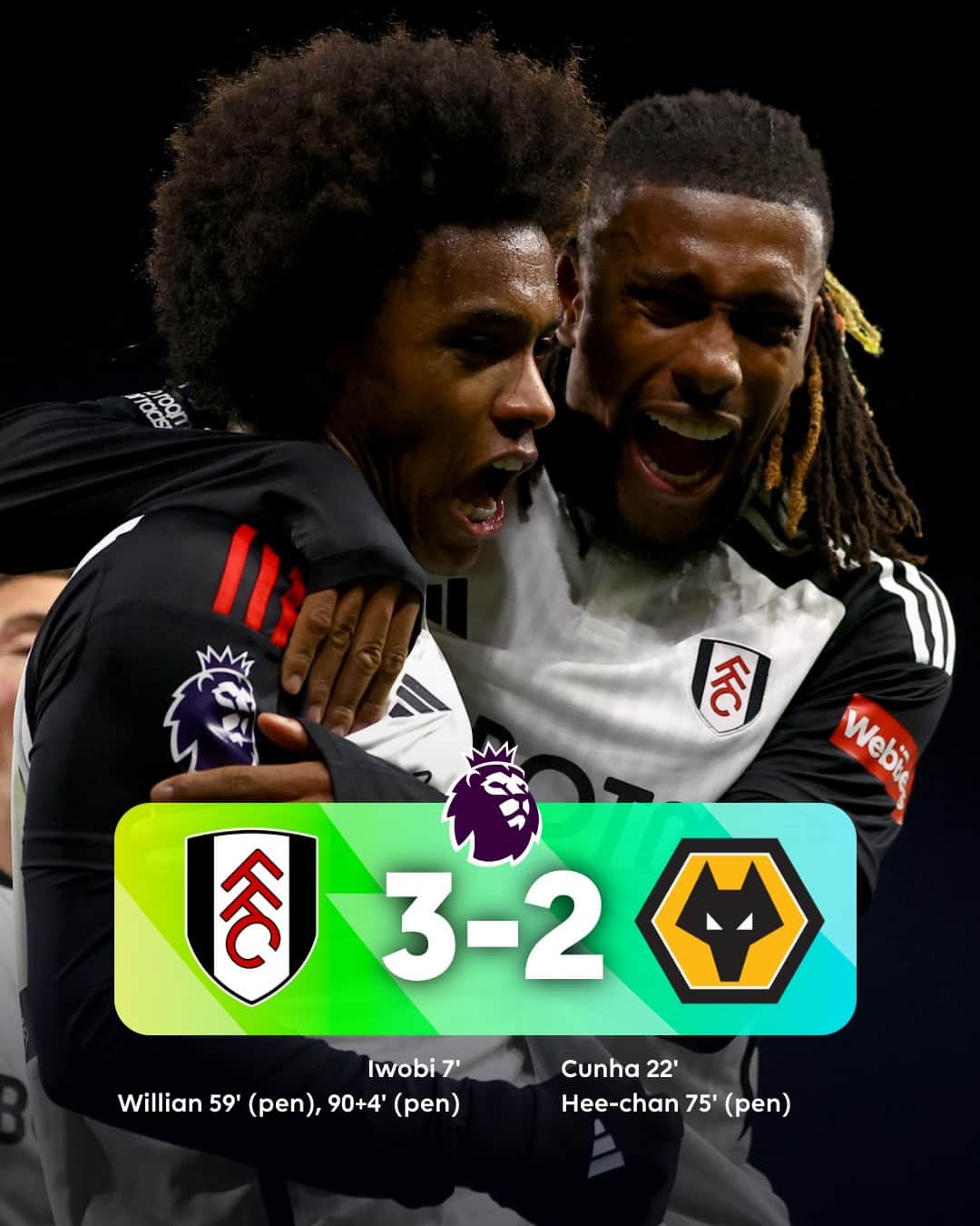 プレミアリーグのインスタグラム：「A first win in five for @FulhamFC ⚪」