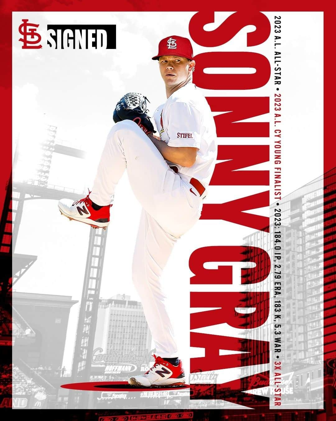 セントルイス・カージナルスのインスタグラム：「Forecast: ☀️  We have signed 2023 AL Cy Young finalist Sonny Gray to a three-year contract that includes a club option for 2027!」