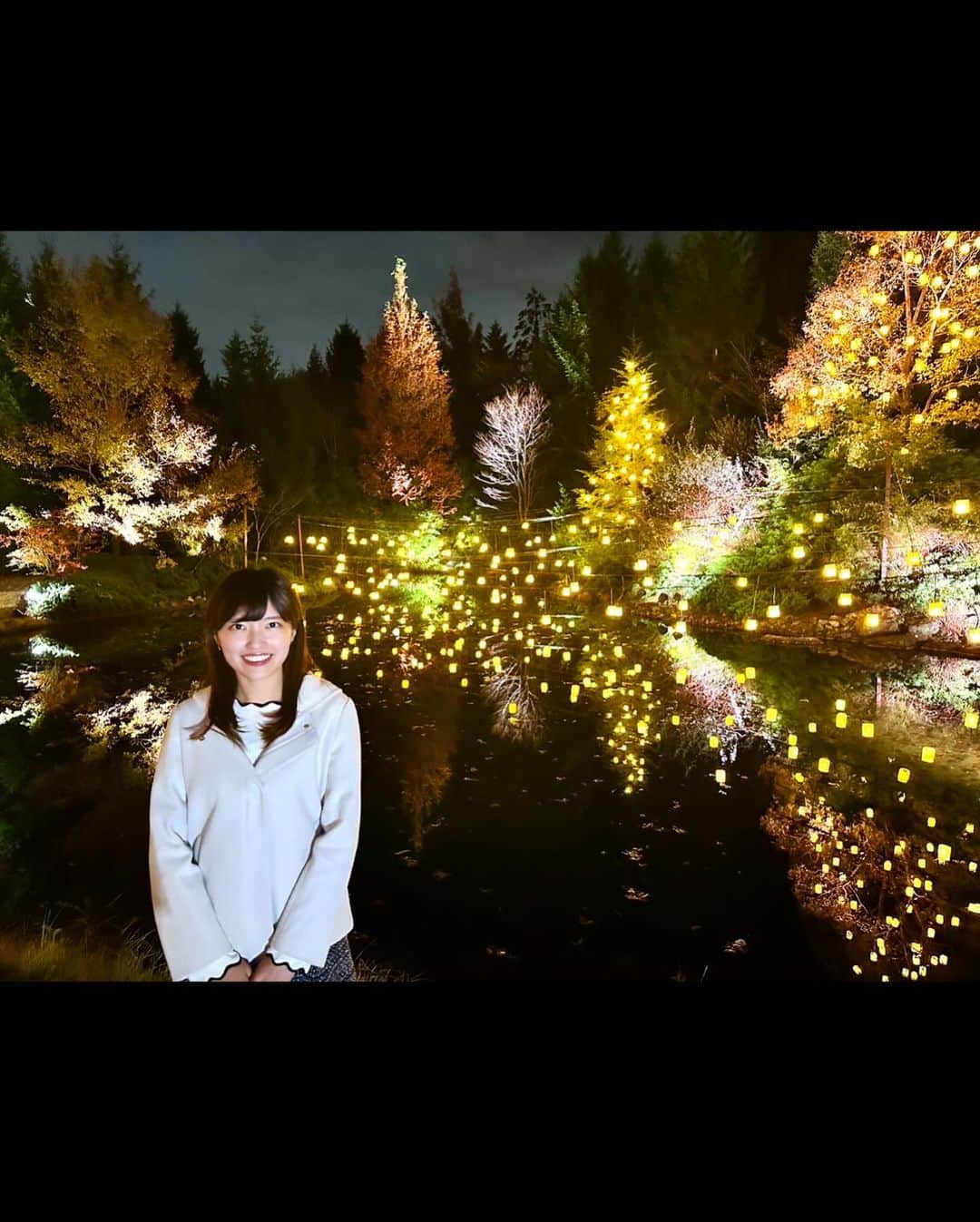 内田有香さんのインスタグラム写真 - (内田有香Instagram)「街の中はクリスマスの準備が始まっていますね🎄🌟泉区の『仙台ロイヤルパークホテル』から中継でお伝えしました！  お庭はイルミネーションで幻想的に照らされ、 池の水面に映るランタンもとても綺麗です  映画のようなロマンチックな世界にうっとり☺️♡  この時期はお庭から天体観測も できるそうですよ⭐️  #イルミネーション #光のページェント #アナウンサー #クリスマスツリー #仙台」11月28日 19時31分 - yuuka_uchida_