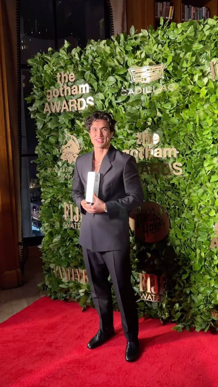 Vanity Fairのインスタグラム：「“I don’t know how long I should do this for.” Charles Melton won a Gotham Award tonight for his performance in ‘May December’ (and asked some important questions about red carpet etiquette).」