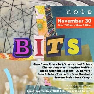 カーステン・ヴァングスネスのインスタグラム：「It is upon us: Thursday 11/30 BITS! @theatreofnote doors at 7 show at 7:30 fifteen dollars gets you a heart art opening of magic makers showing their art wares under 9 minutes- INCLUDING some real delights this month: @tommylenk @theterigamble @evanwmarshall @ms.hiwa @jayjaybarrera @orinlfs @missscipione @junecarryl @doyouknowthemoffittman @tamarazook and @johnnyccannoli link in bio」