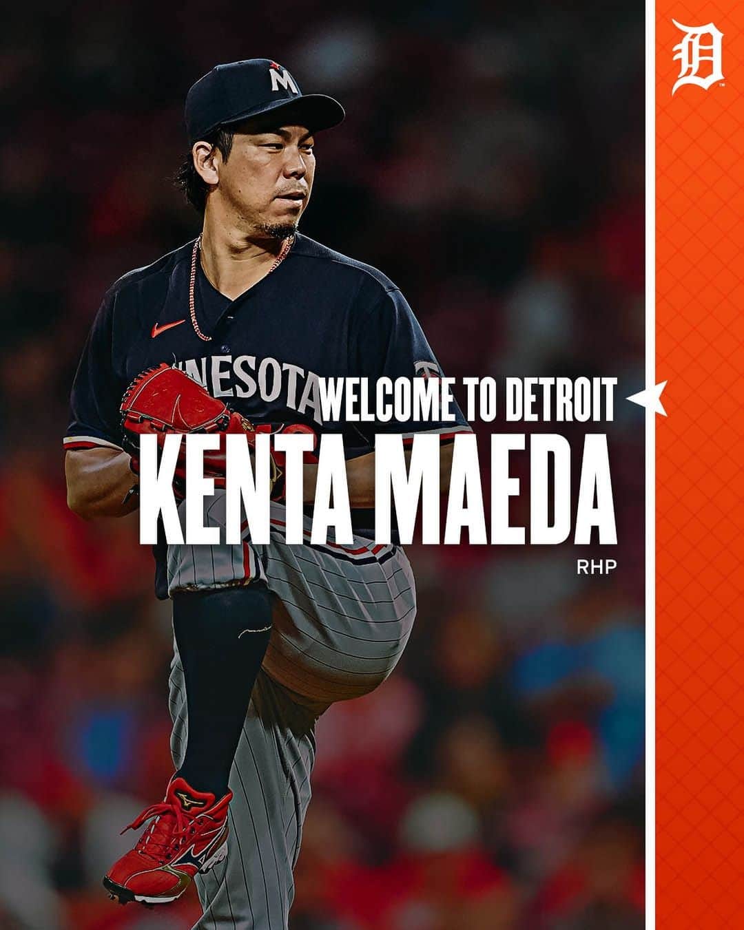 デトロイト・タイガースのインスタグラム：「Coming to the 313!   We have agreed to terms with RHP Kenta Maeda on a two-year contract worth $24 million. Maeda will make $14 million in 2024 and $10 million in 2025.」