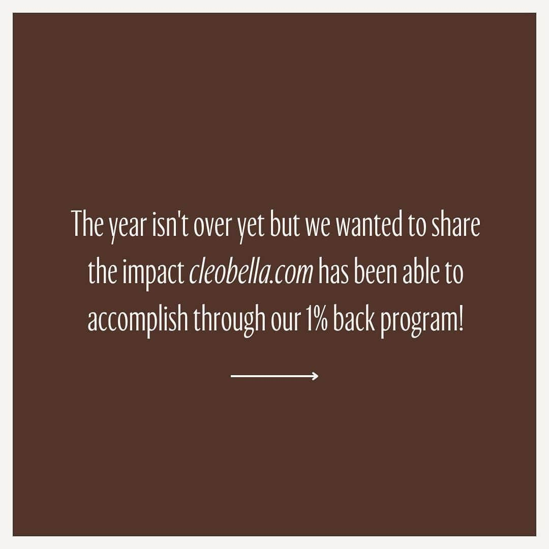 クレオベラのインスタグラム：「The year isn't over yet but we wanted to share the impact cleobella.com has been able to accomplish so far! ✨  1% for the Planet is a global network with thousands of businesses and environmental organizations working together to support people and the planet.」