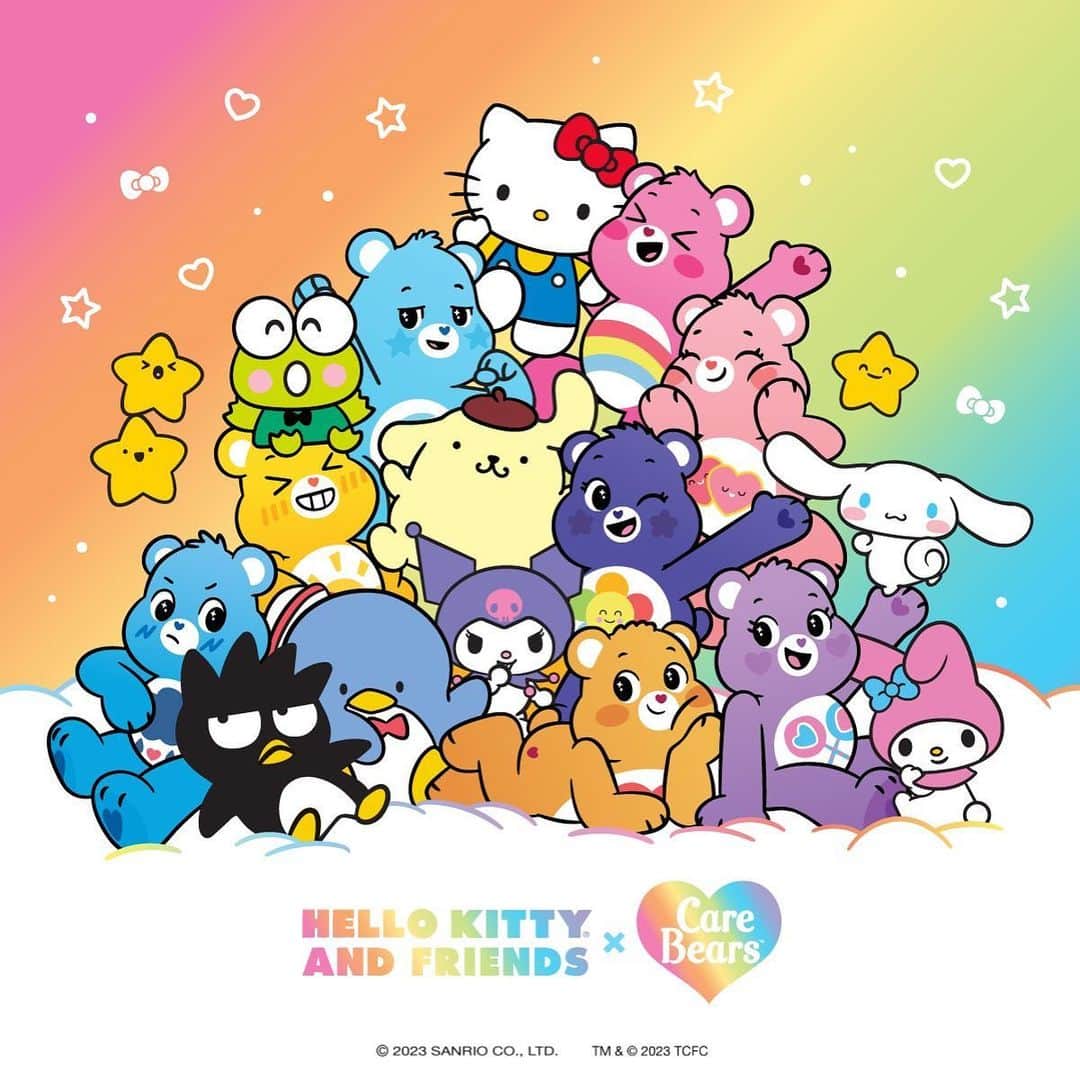 のインスタグラム：「You can never have too many friends 🌈🎀 Hello Kitty and Friends x Care Bears is coming very soon! #HelloKittyxCareBears」