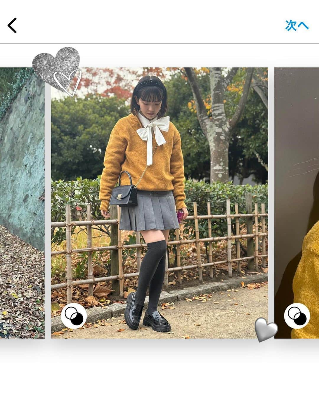 桜井えまのインスタグラム：「︎︎︎︎︎︎☺︎ 🍁🍂🧡  小学生ぶりにニーハイをはきました🧦  そして新入りカチューシャ‪‪❤︎‬     ・  #えまのすきふく    #aw #fashion  #style #autumn  #winter  #coordinate  #07  #jk1 #knit #ニーハイソックス  #スクールガール風  #コーディネート  #カチューシャ  #idol  #エビ中  #ボブヘア」