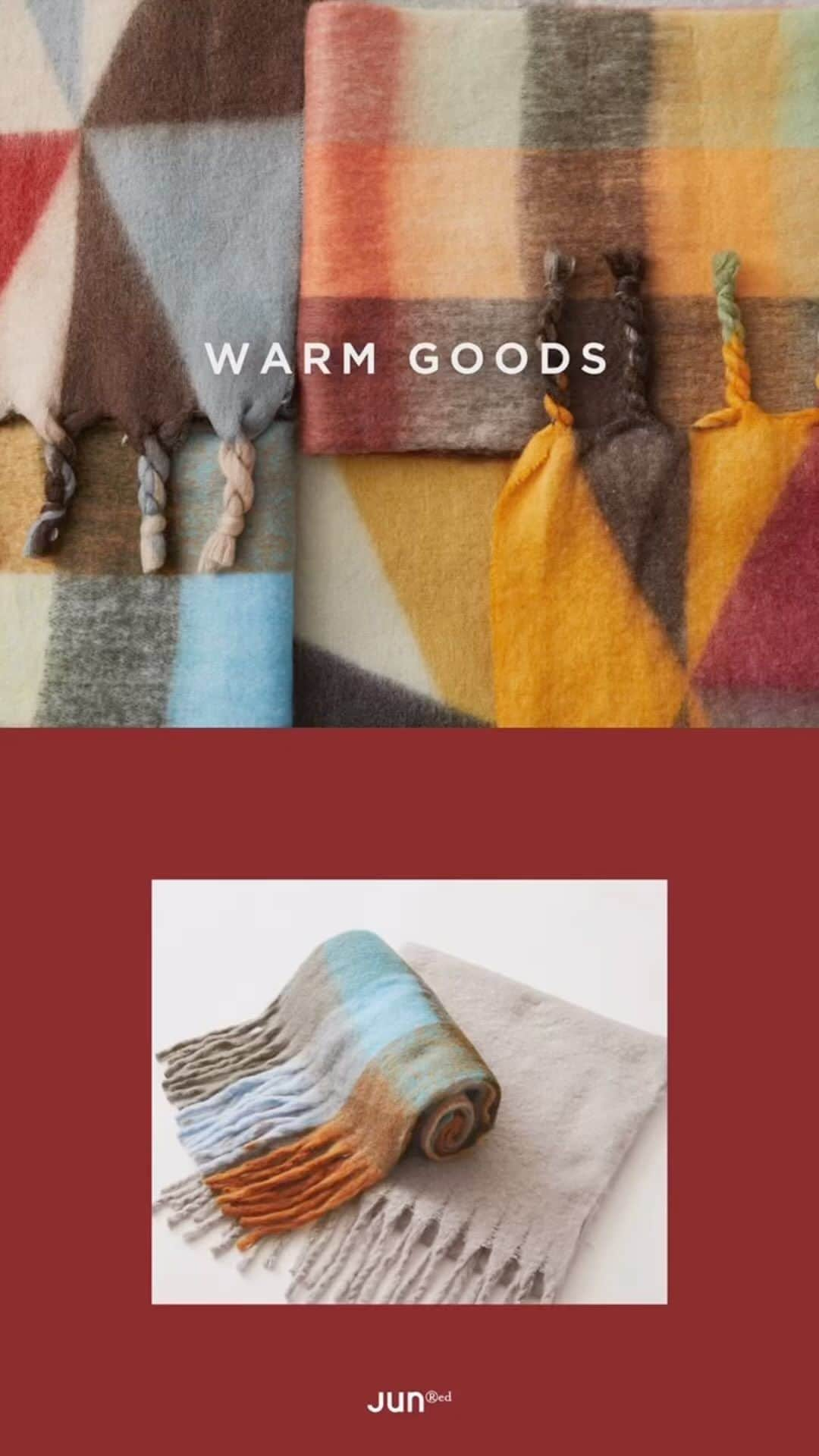 junredのインスタグラム：「コーデにカラーをプラスする、冬のWARM GOODS🧣 ⠀ ⠀ シンプルになりがちな冬のアウタースタイルにカラーをON🧶 ⠀ ⠀  やわらかな風合いのボリュームと コーディネートのアクセントとなる カラーリングのマフラーたちが揃いました✨ ⠀ ⠀ 本格的に寒くなる前にぜひ🎄 ⠀ ⠀  #junred #ジュンレッド  #ニットコーデ #ハーフジップニット #ダウン #ダウンジャケット #冬服コーデ #冬服メンズ #マフラー #マフラー巻き方 #マフラーコーデ #ストール #ストールコーデ #ストール巻き方 #ストールアレンジ」